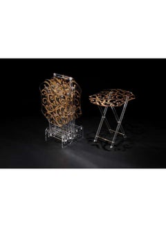 Acrylic Wavy Rectangular 4 Pcs Table Set with Golden Printing T50 x 40 x H50xH50 cm / 8mm