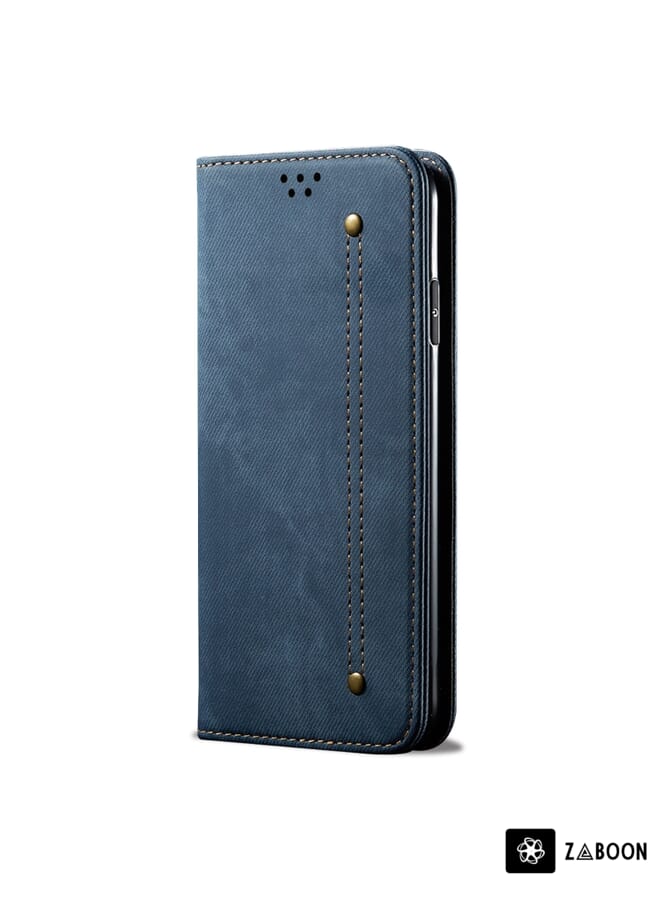 Zaboon Protective Case For Realme V23 / Narzo 50 / Oppo A77 5G / A57 4G Denim Texture Casual Style Horizontal Flip Leather - Image 2