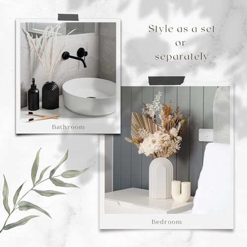PUREZENTO Boho Style Black & White Vase 9 & 6 Inch - Set of 2 | Arched Shape Vase for Home Decor Centerpiece for Living Room, Tabletop Styling | Vase for Pampas Grass, Dried, and Artificial Flowers - Image 4