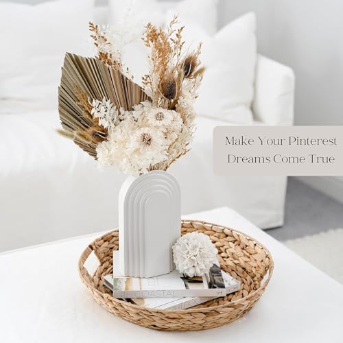 PUREZENTO Boho Style Black & White Vase 9 & 6 Inch - Set of 2 | Arched Shape Vase for Home Decor Centerpiece for Living Room, Tabletop Styling | Vase for Pampas Grass, Dried, and Artificial Flowers - Image 5