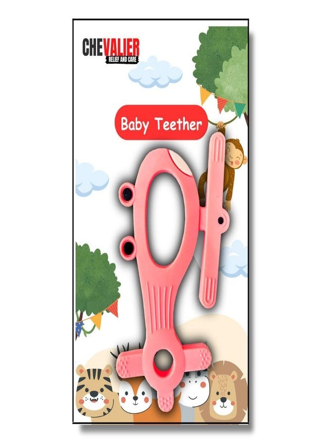 CHEVALIER Soft Silicone Rubber Teether for Baby | Teething Toys for Babies Silicone teether for 6 to 12 Months | 3-6 Months (Helicoper Pink)