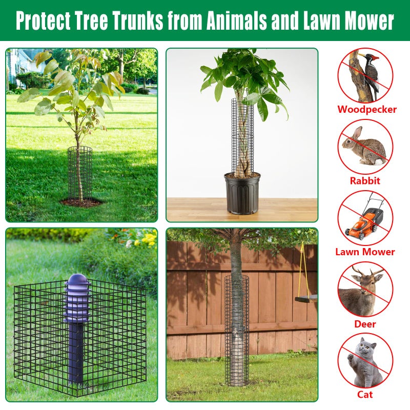 UQM Tree Trunk Protector, 24 Pcs Metal Tree Guards Trunk Protector with Glove & Metal Stakes & Zip Ties, 12 Pack Mesh Tree Bark Protector, Plant Protectors from Deer Animals Mowers Trimmers - Image 4
