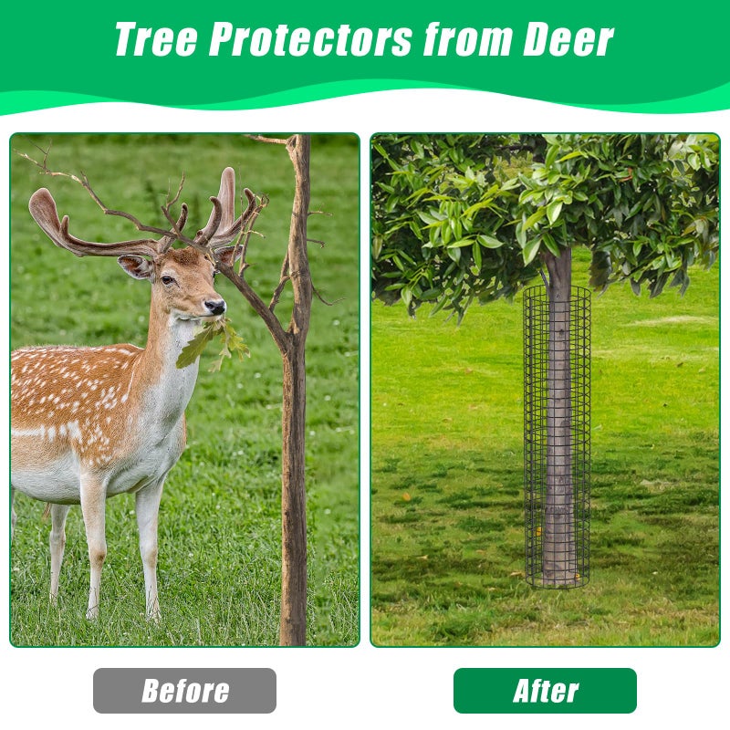 UQM Tree Trunk Protector, 24 Pcs Metal Tree Guards Trunk Protector with Glove & Metal Stakes & Zip Ties, 12 Pack Mesh Tree Bark Protector, Plant Protectors from Deer Animals Mowers Trimmers - Image 5