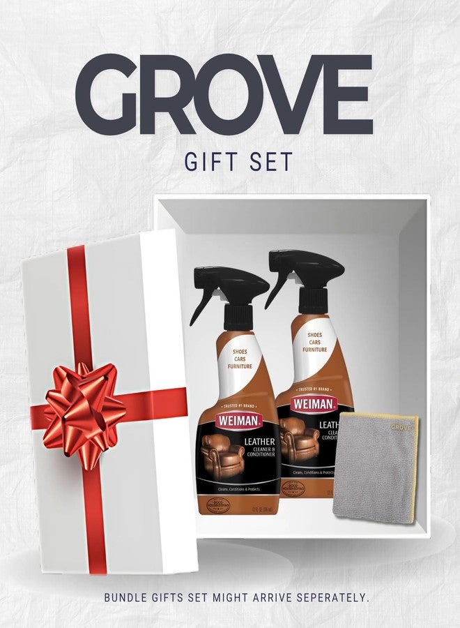 GROVE Weiman Leather Cleaner and Conditioner 12 oz Liquid Bundle with Microfiber Cloth - Cleans and Conditions Leather Surfaces for Auto and Home Use - Gift Set (3 Items) - Image 5