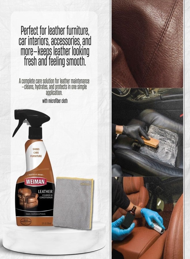 GROVE Weiman Leather Cleaner and Conditioner 12 oz Liquid Bundle with Microfiber Cloth - Cleans and Conditions Leather Surfaces for Auto and Home Use - Gift Set (3 Items) - Image 3