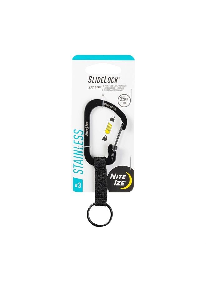 NITE IZE CSLW3-01-R6 SlideLock Ring, Aluminum Locking Carabiner Key, 3-25lb Capacity, Stainless  - Image 1