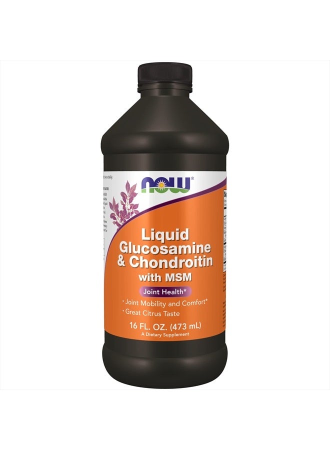 now Supplements, Glucosamine & Chondroitin with MSM, Liquid, Joint Health, Mobility and Comfort*, 16-Ounce - Image 1