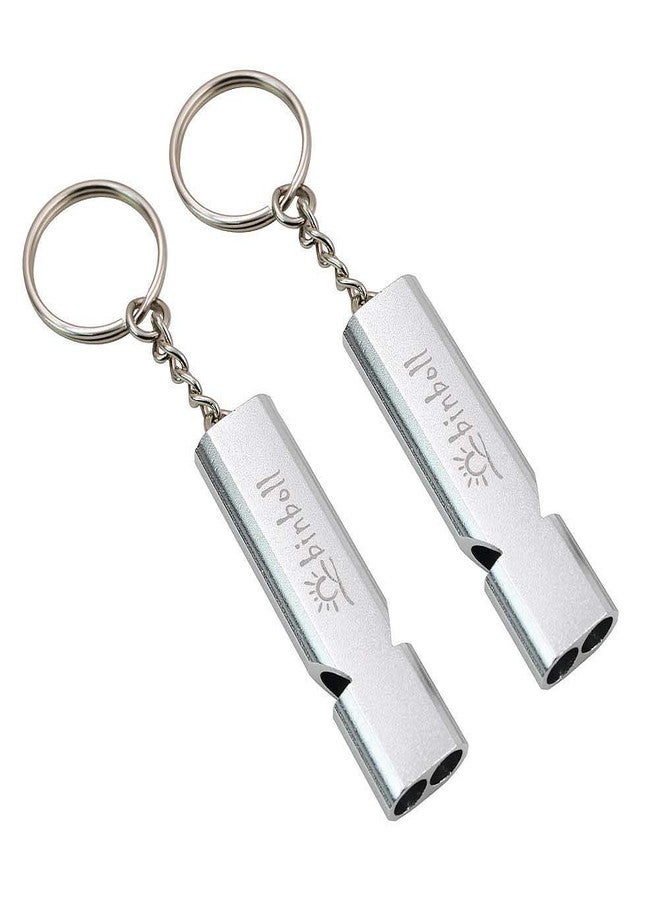 binboll Emergency Whistles Lifeguard Safety Whistle with Lanyard and Keychain for Outdoor Camping Hiking Boating Backpacking Fishing Kayak Kids Rescue Signaling Loud Survival Whistle (silver-2pack) - Image 1