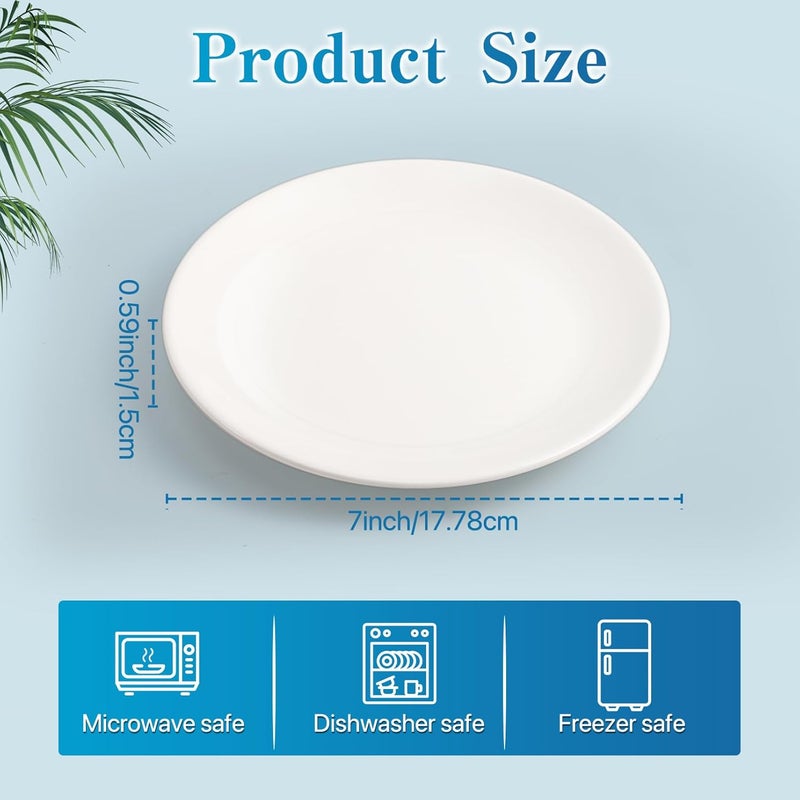 Tivcck Ceramic Dessert Plates Set of 67 Inch White Appetizer PlatesRound Small Salad Plates Dinner PlatesPorcelain Dessert Plates for Snacks CakeMicrowave  Dishwasher Safe - Image 2
