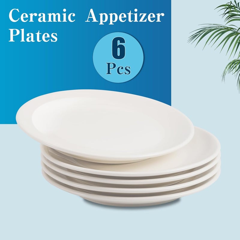 Tivcck Ceramic Dessert Plates Set of 67 Inch White Appetizer PlatesRound Small Salad Plates Dinner PlatesPorcelain Dessert Plates for Snacks CakeMicrowave  Dishwasher Safe - Image 4