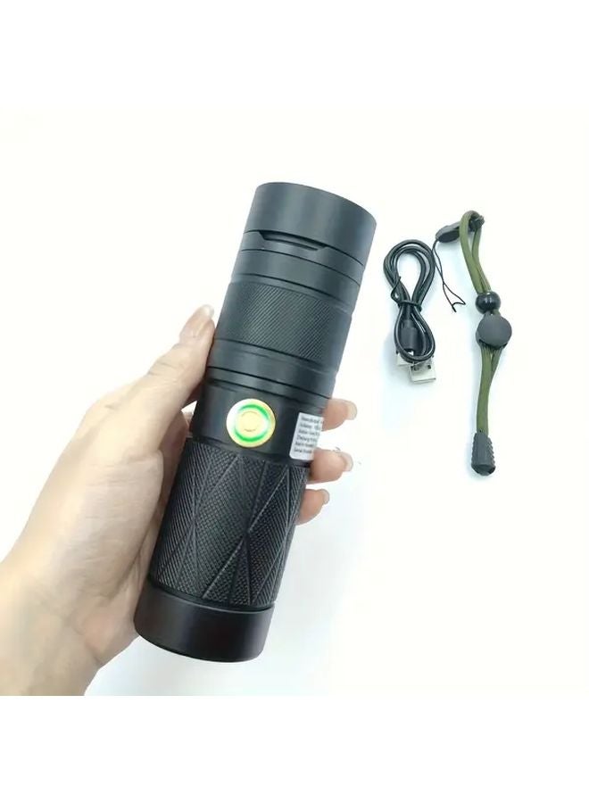 Ca Black Rechargeable LED Flashlight 6000mAh With Power Bank Function For Camping Emergency - Image 1