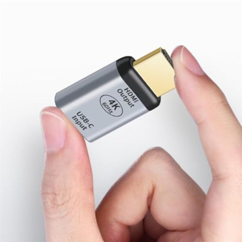 محول USB-C إلى HDMI لاستخدام الكمبيوتر المحمول والكمبيوتر اللوحي والهاتف؛ هيئة سبائك الألومنيوم. أسود؛ يدعم 4K@60 هرتز و1080 بكسل، التوصيل والتشغيل، لا حاجة إلى برنامج تشغيل - Image 2