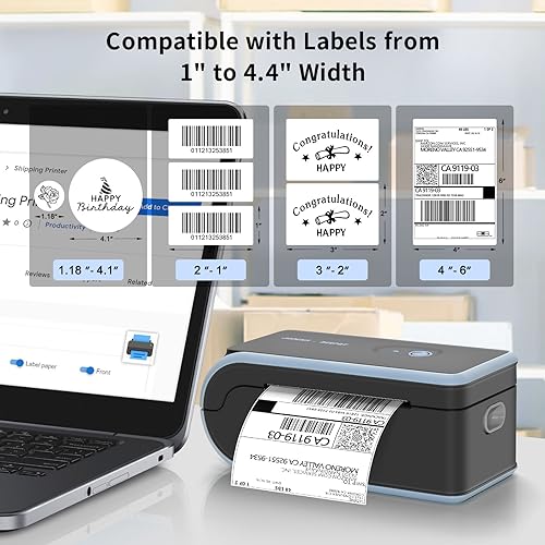 JADENS Bluetooth Thermal Label Printer, Wireless Label Printer with Built-in Paper Bin, Compatible with iOS, Android, Windows, Mac, Chromebook, Widely Used for Etsy, Ebay, Shopify, USPS - Image 2