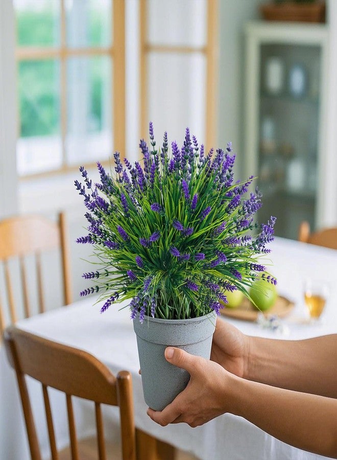 Fumwase 12 Bundles Artificial Plants Flowers for Outdoors Fake Monkey Grass No Fade Artificial Shrubs Bushes Greenery 14.2" Plastic Plants for Garden Home Front Porch Decor (Purplecolor) - Image 5