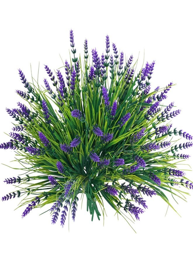 Fumwase 12 Bundles Artificial Plants Flowers for Outdoors Fake Monkey Grass No Fade Artificial Shrubs Bushes Greenery 14.2" Plastic Plants for Garden Home Front Porch Decor (Purplecolor) - Image 1