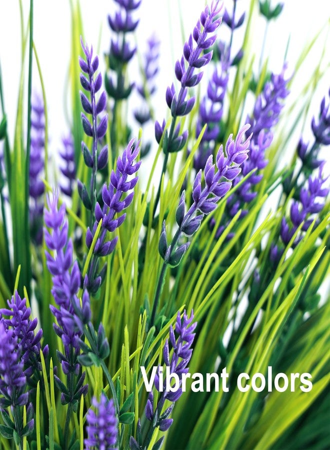 Fumwase 12 Bundles Artificial Plants Flowers for Outdoors Fake Monkey Grass No Fade Artificial Shrubs Bushes Greenery 14.2" Plastic Plants for Garden Home Front Porch Decor (Purplecolor) - Image 2
