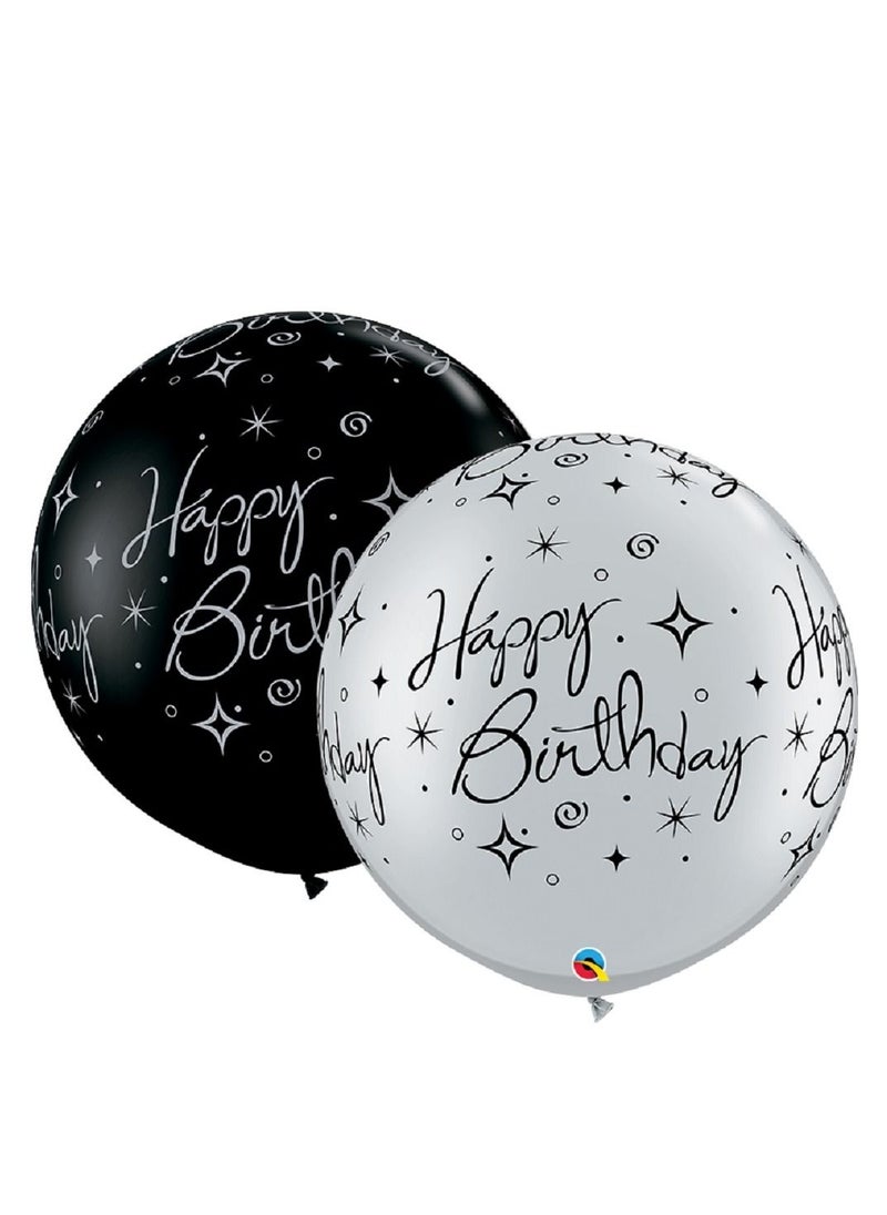 Qualatex 30" Birthday Elegant Sparkles & Swirls-A-Round Asst 2Ct 