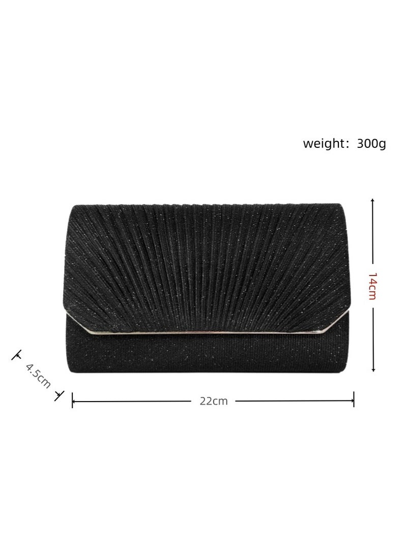 Black detachable chain sparkling evening clutch with luxurious envelope clutch with wedding formal cocktail party - Image 1