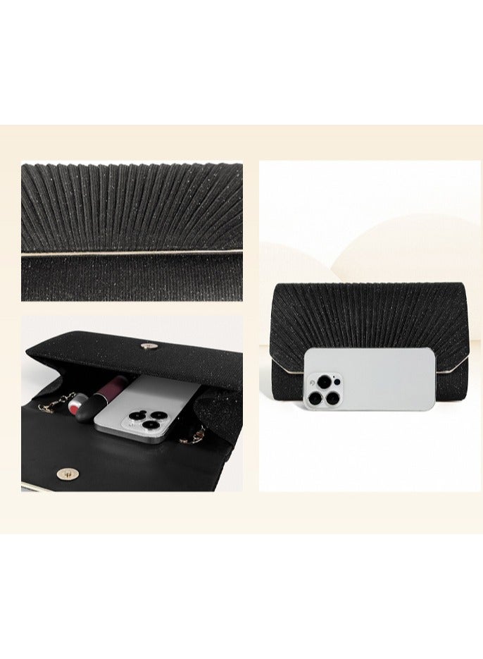 Black detachable chain sparkling evening clutch with luxurious envelope clutch with wedding formal cocktail party - Image 3