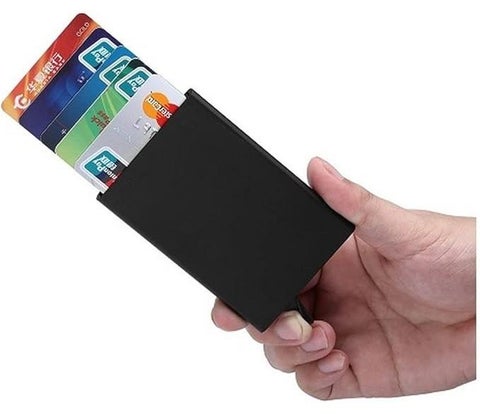 حافظة كروت معدنية نحيفة – محفظة بطاقات RFID من الألومنيوم للرجال والنساء