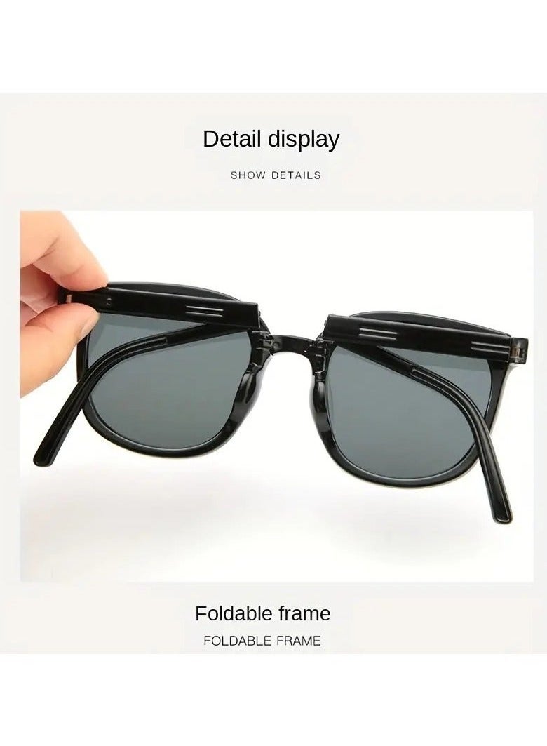 Ucanbe Foldable Square Frame Rivet Decor Sunglasses - Image 2