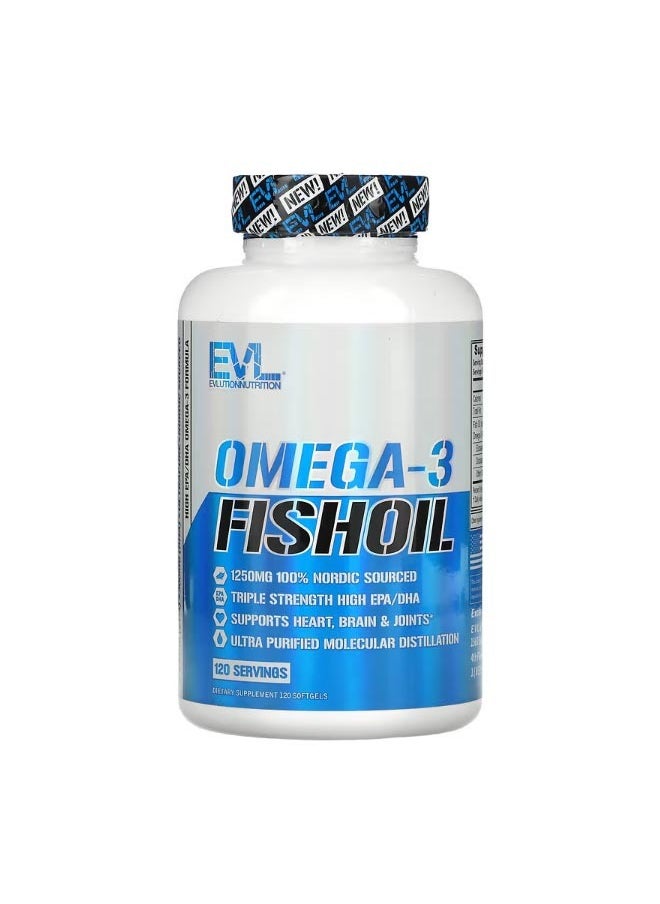 EVLUTION NUTRITION Omega 3 Fish Oil 120 Softgels  - Image 1