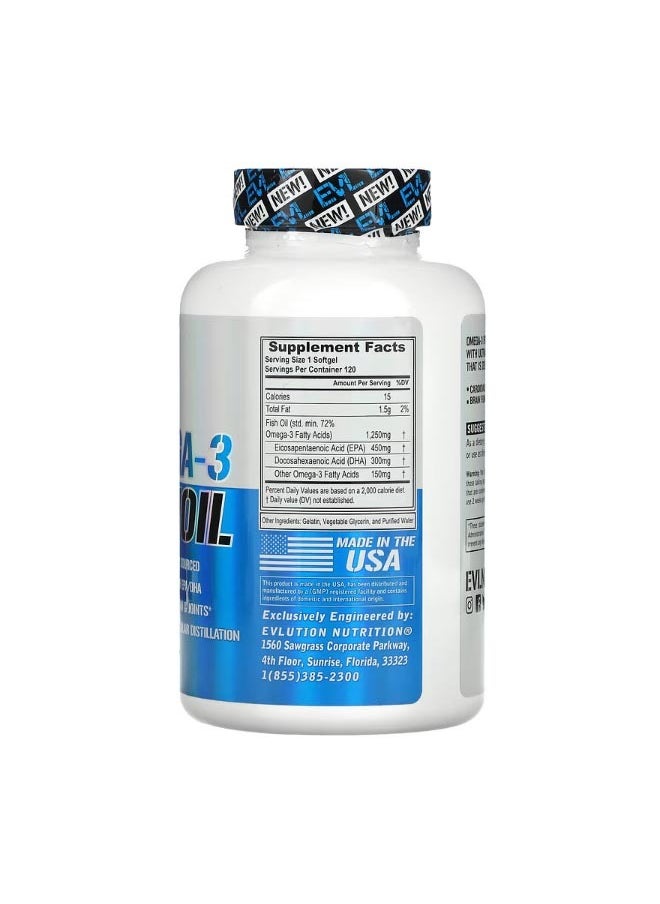 EVLUTION NUTRITION Omega 3 Fish Oil 120 Softgels  - Image 2