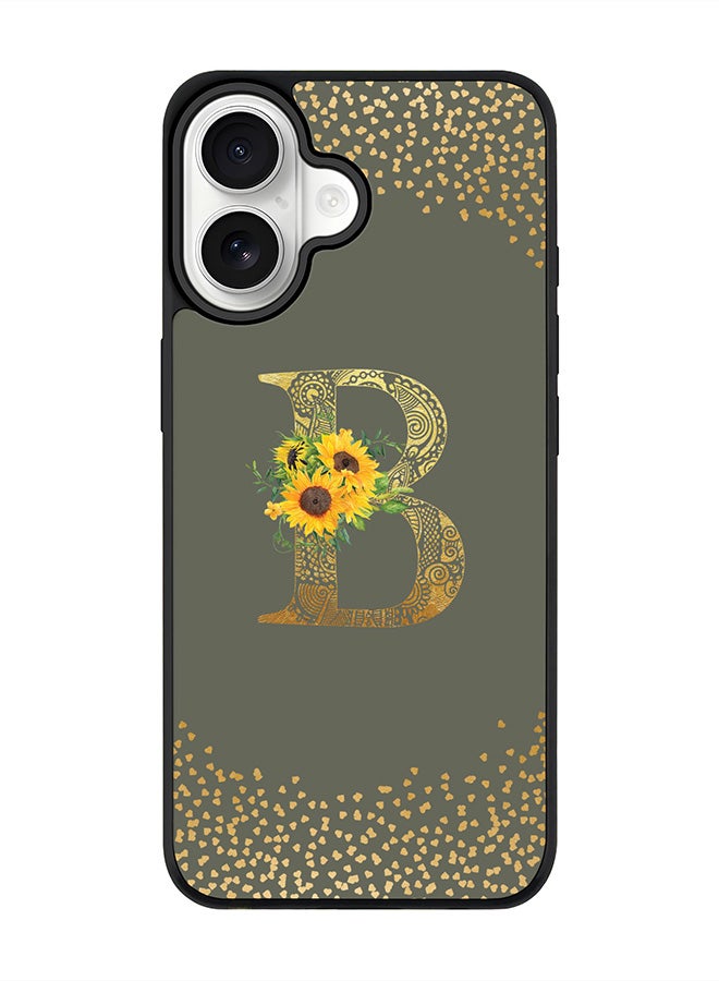 Stylizedd iPhone 17 Case, [Compatible with MagSafe] Slim Magnetic cover Phone Case iPhone 17 -Custom Floral Monogram - B  (Olive Green ) - Image 1