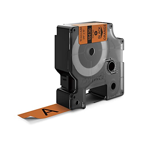 DYMO Rhino Industrial Vinyl Labels 3/4" Black Print on Orange Tape - Image 3