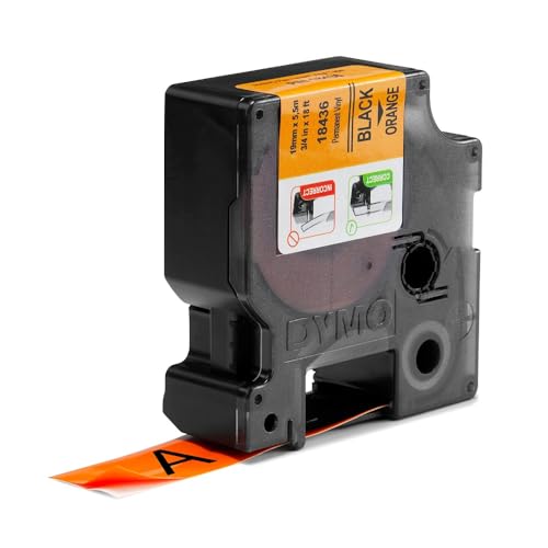 DYMO Rhino Industrial Vinyl Labels 3/4" Black Print on Orange Tape - Image 4
