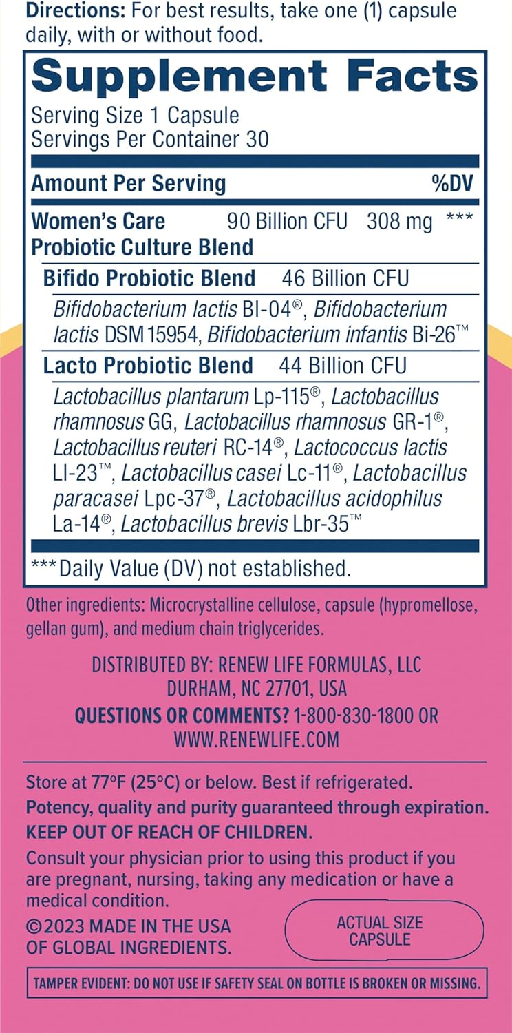 Renew Life Womens Probiotic Capsules Supports pH Balance for Women Vaginal Urinary Digestive and Immune Health L Rhamnosus GG Dairy Soy and GlutenFree 90 Billion CFU  30 Ct - Image 5