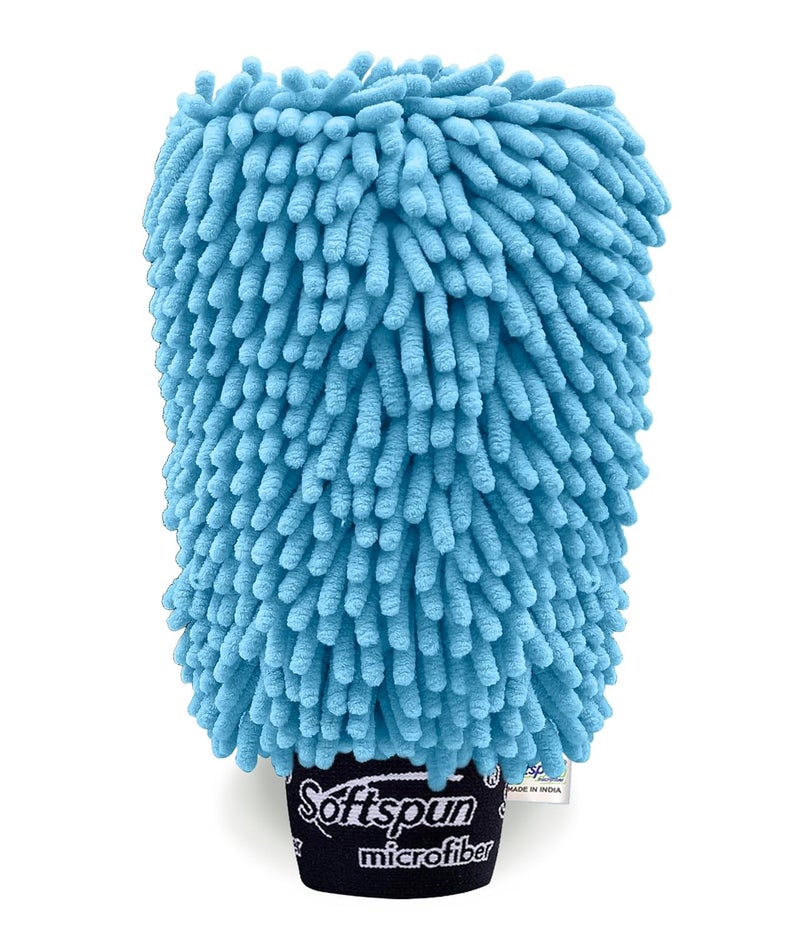 SOFTSPUN Microfiber Double Side Chenille Mitt, 1 Piece Set 1700 GSM Sky Blue Multi-Purpose Super Absorbent and Perfect Wash Clean with Lint-Scratch Free Cars, Window, Kitchen, Home Dusting! - Image 1