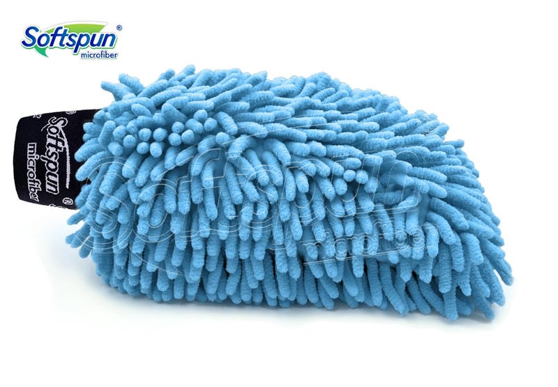 SOFTSPUN Microfiber Double Side Chenille Mitt, 1 Piece Set 1700 GSM Sky Blue Multi-Purpose Super Absorbent and Perfect Wash Clean with Lint-Scratch Free Cars, Window, Kitchen, Home Dusting! - Image 2