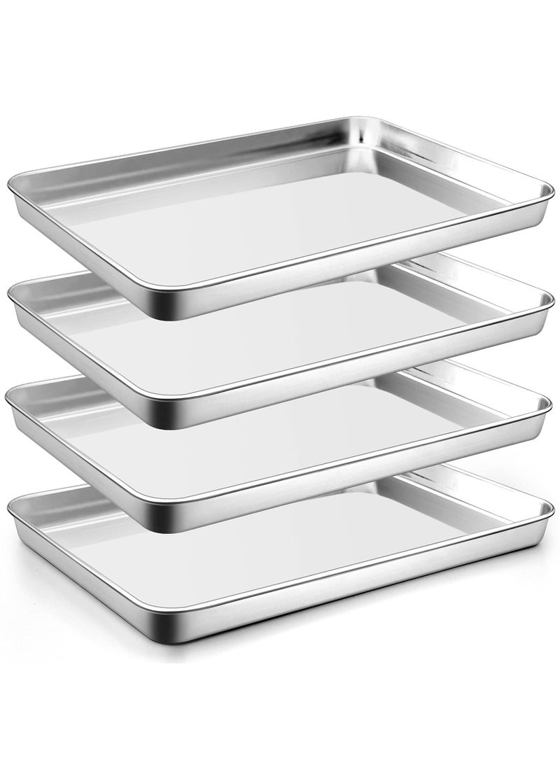 P&P CHEF PP CHEF 16 Inch Baking Cookie Sheet Oven Pan Tray Stainless Steel Sheet Pan for Kitchen Oven Bakeware for Multi Uses Shiny Look  Dishwasher Safe Healthy  Heavy Duty 4Pcs 