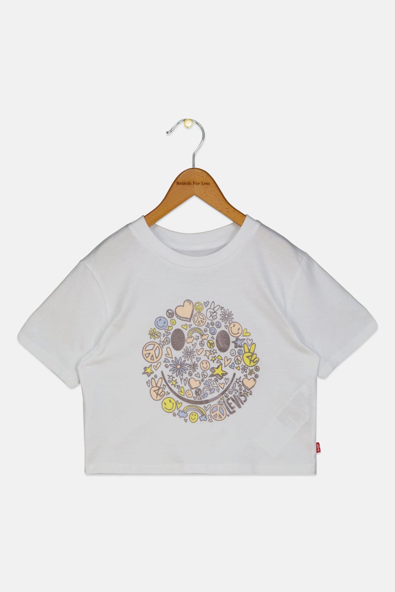 Levi's Kids Girl Graphic Print Short Sleeve T-shirt, White - Image 1