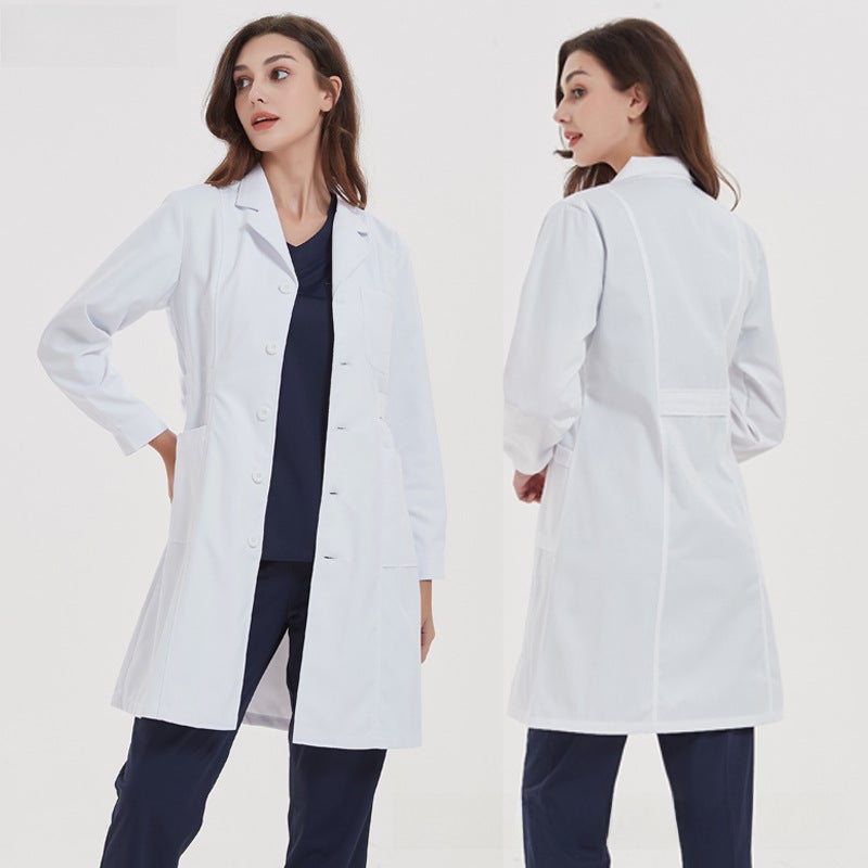 Unisex Lab Coats Long Short Sleeves Workwear Women's Spring and Autumn Thin Buckle sleeve/back fixed belt 