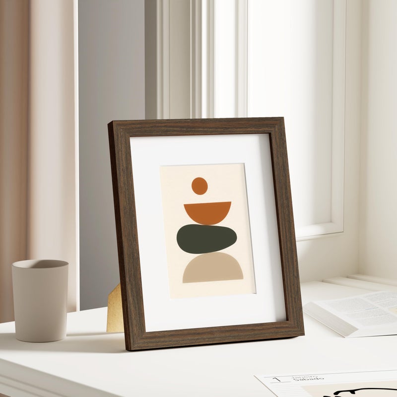 Vittanly 8x10 Picture Frame, Solid Wood Frame with Plexiglass, Includes 5x7 Mat, Wall Hanging or Tabletop for Home Decor, Brown, 1 Pack - Image 4