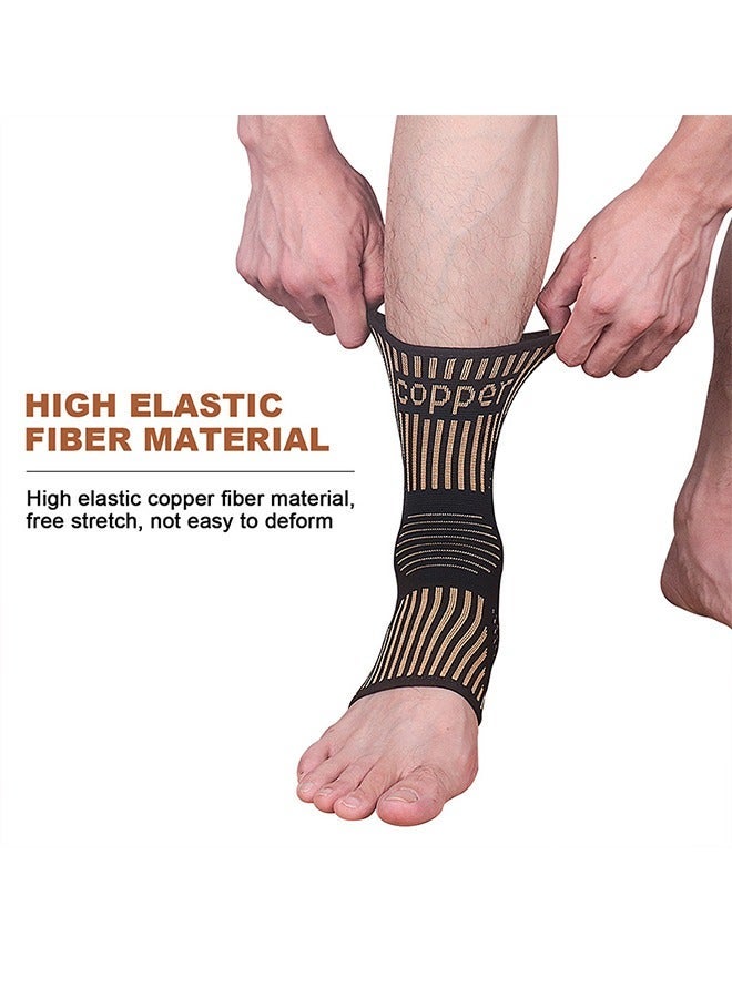 كوبر دعامة الكاحل ودعم الكاحل للأكمام الضغط على الكاحل المتفاف ، دعم الكاحل للرجال والنساء - التهاب الأوتار أخيل ، التهاب اللفافة الأخمصية تخفيف التورم والالتواء في الكاحل ، الجري الرياضي (L) واحد - Image 5