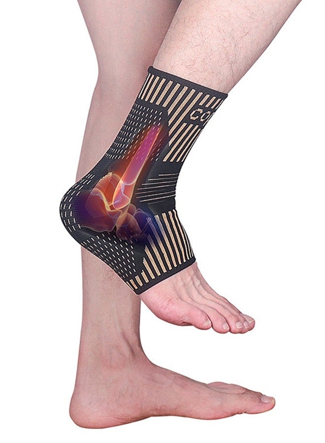 كوبر دعامة الكاحل ودعم الكاحل للأكمام الضغط على الكاحل المتفاف ، دعم الكاحل للرجال والنساء - التهاب الأوتار أخيل ، التهاب اللفافة الأخمصية تخفيف التورم والالتواء في الكاحل ، الجري الرياضي (L) واحد - Image 1