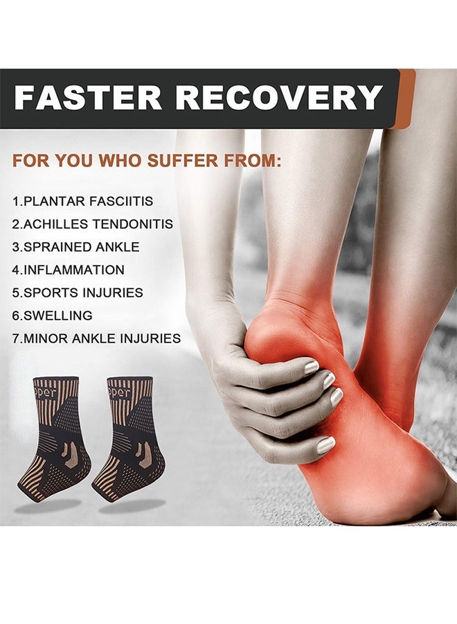 كوبر دعامة الكاحل ودعم الكاحل للأكمام الضغط على الكاحل المتفاف ، دعم الكاحل للرجال والنساء - التهاب الأوتار أخيل ، التهاب اللفافة الأخمصية تخفيف التورم والالتواء في الكاحل ، الجري الرياضي (L) واحد - Image 3