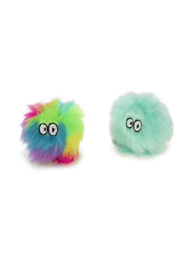 SmartyKat SmartyKat (2 Count Fuzzy Friends Plush Catnip Ball Cat Toys - Rainbow/Turquoise, 2 Count  - Image 2