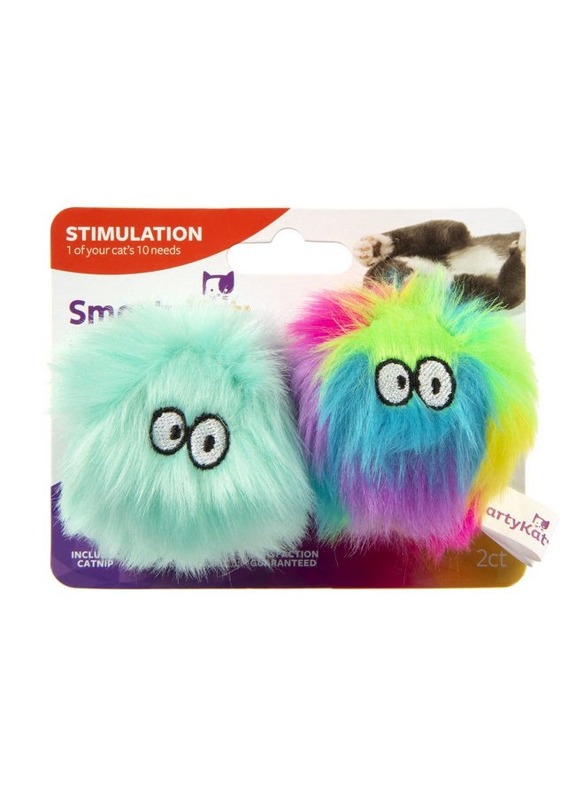 SmartyKat SmartyKat (2 Count Fuzzy Friends Plush Catnip Ball Cat Toys - Rainbow/Turquoise, 2 Count  - Image 5