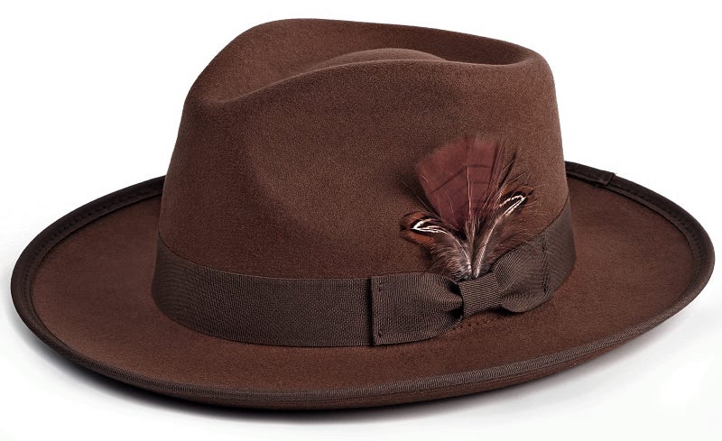 FADACHY Fedora Hats for Men & Women Wide Brim Felt Hat Dress Panama Trilby Hats Brown Fedora - Image 1