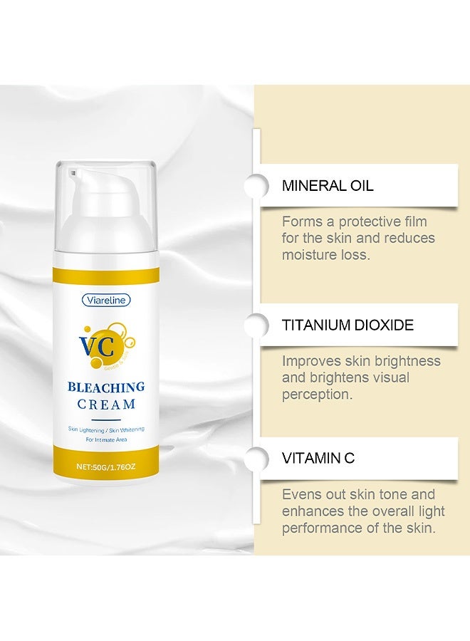 Viareline Skin Bleaching Cream Skin Lightening For Body Intimate Areas, Skin Whitening Cream Dark Spot Remover, Private Parts, Underarm, Knees, Elbows, Inner Thigh, Bikini Area, Whitening Cream Dark Spot Remover For Intimate Areas, 50G - Image 4