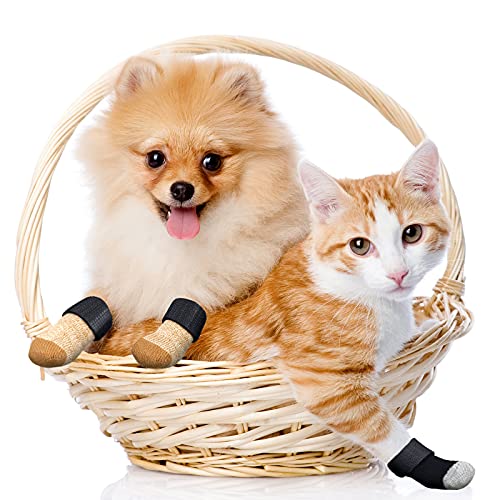 Frienda 8 Pieces Anti-Slip Socks for Cats Small Dog Socks to Prevent Licking Paws, Traction Control Boots Paw Protectors for Hardwood Floors for Puppy Small Dogs and Kittens(S,Black-Grey, Khaki) - Image 5
