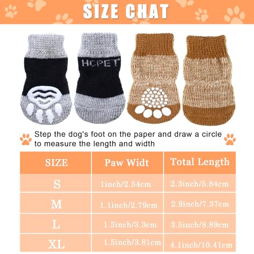 Frienda 8 Pieces Anti-Slip Socks for Cats Small Dog Socks to Prevent Licking Paws, Traction Control Boots Paw Protectors for Hardwood Floors for Puppy Small Dogs and Kittens(S,Black-Grey, Khaki) - Image 2