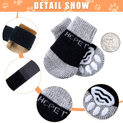 Frienda 8 Pieces Anti-Slip Socks for Cats Small Dog Socks to Prevent Licking Paws, Traction Control Boots Paw Protectors for Hardwood Floors for Puppy Small Dogs and Kittens(S,Black-Grey, Khaki) - Image 3