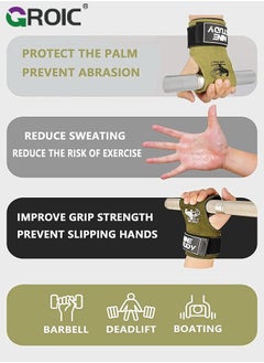 GROIC Weightlifting Wrist Gloves, Wraps Hooks Wrist Straps for Weightlifting, Maximum Grip Support Weight Lifting Grips Gloves for Gym Exercise Wrist Support Brace  - Image 4