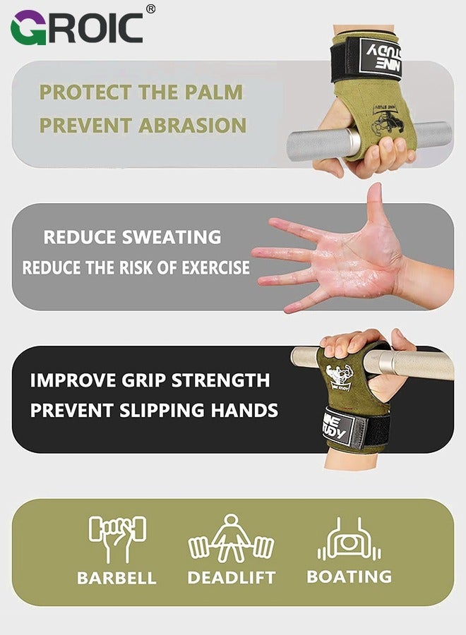 GROIC Weightlifting Wrist Gloves, Wraps Hooks Wrist Straps for Weightlifting, Maximum Grip Support Weight Lifting Grips Gloves for Gym Exercise Wrist Support Brace - Image 4