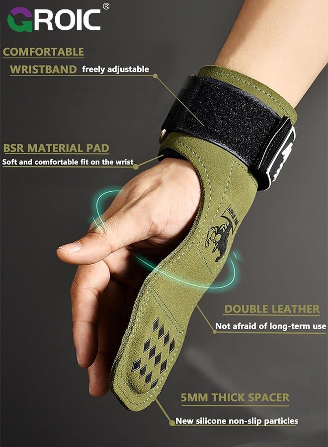 GROIC Weightlifting Wrist Gloves, Wraps Hooks Wrist Straps for Weightlifting, Maximum Grip Support Weight Lifting Grips Gloves for Gym Exercise Wrist Support Brace - Image 2
